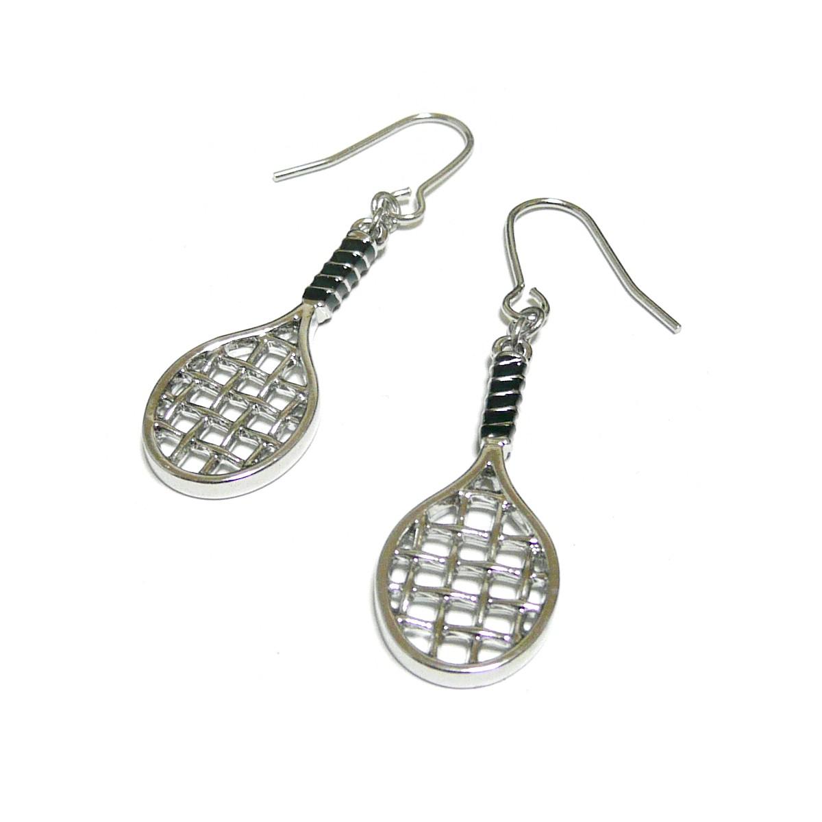 ピアス テニスラケット スポーツチャーム 銀色 シルバーカラー 【 アクティブ 】